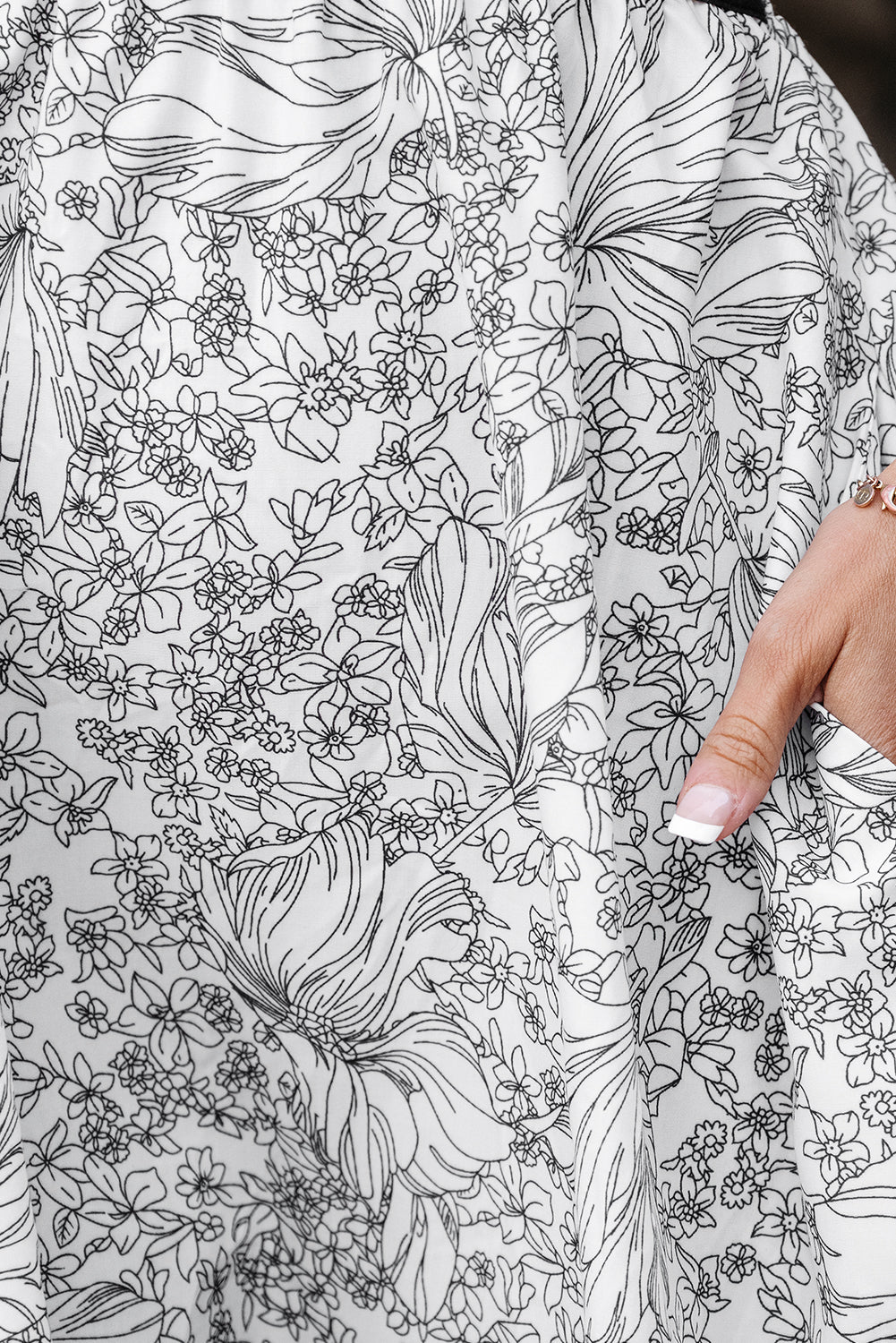 White Floral Print Pipping Trim Flutter Sleeve Mini Dress Floral Dresses JT's Designer Fashion