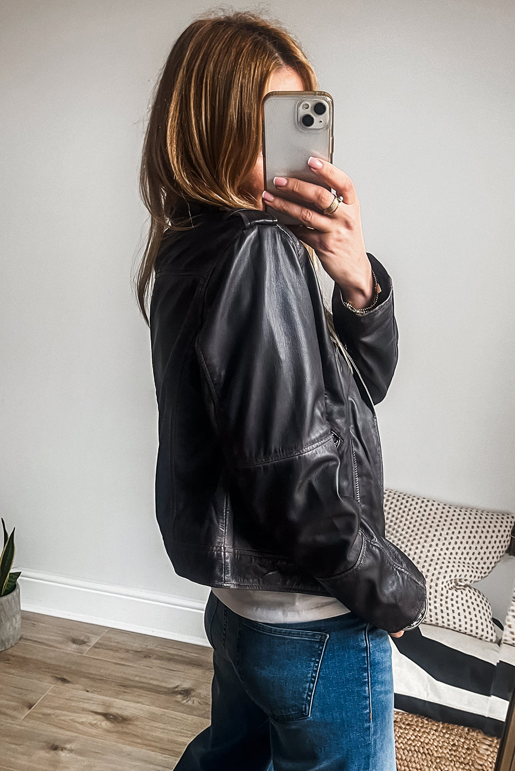 Black PU Leather Lapel Collar Zipper Jacket Jackets JT's Designer Fashion