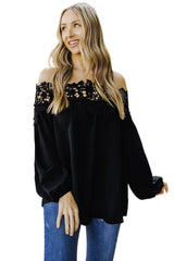 Black Blooming Lace Off The Shoulder Top Blouses & Shirts JT's Designer Fashion
