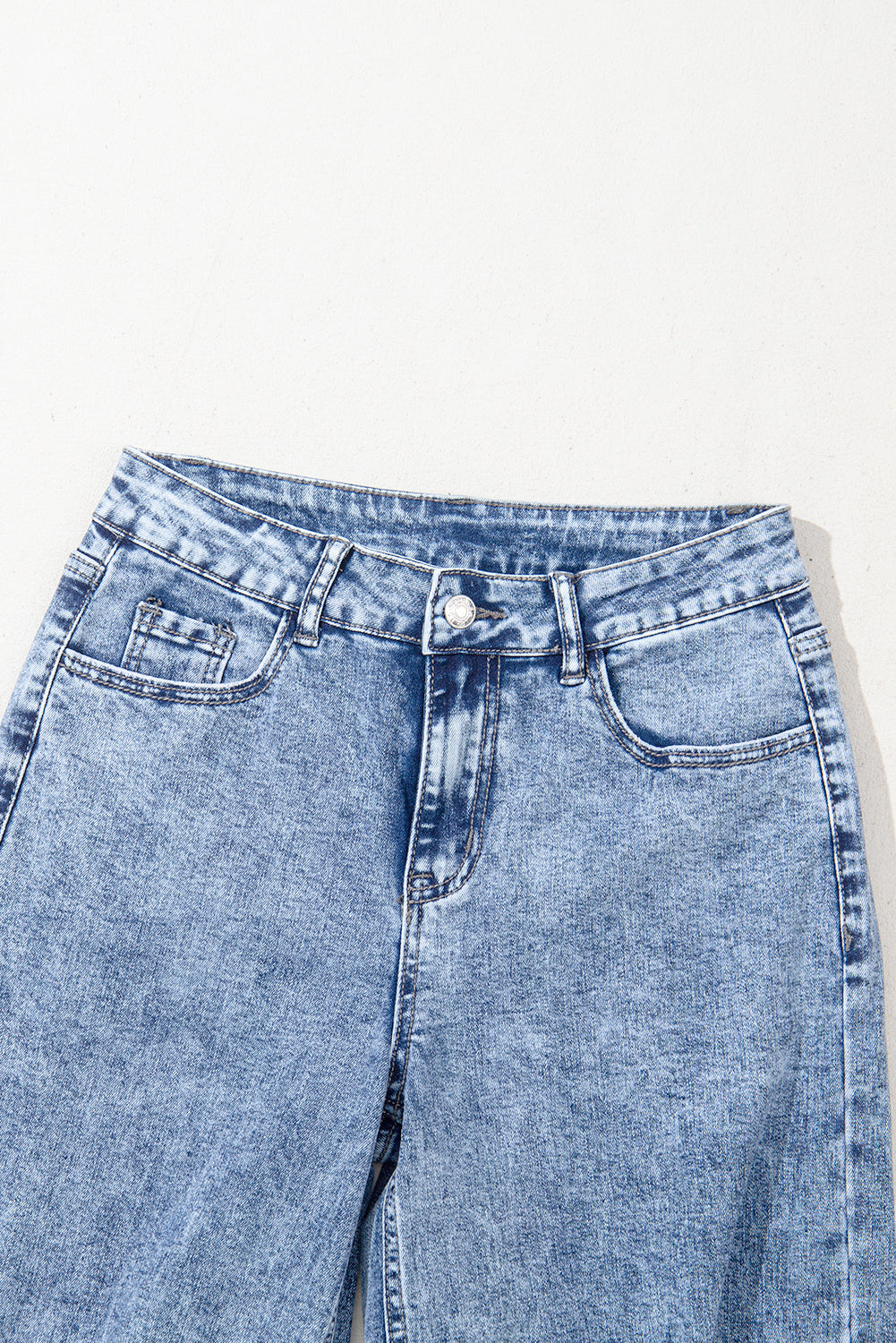 Ashleigh Blue Mineral Wash Bottom Cuff Distressed Wide Leg Jeans Jeans JT's Designer Fashion