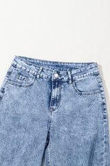 Ashleigh Blue Mineral Wash Bottom Cuff Distressed Wide Leg Jeans Jeans JT's Designer Fashion