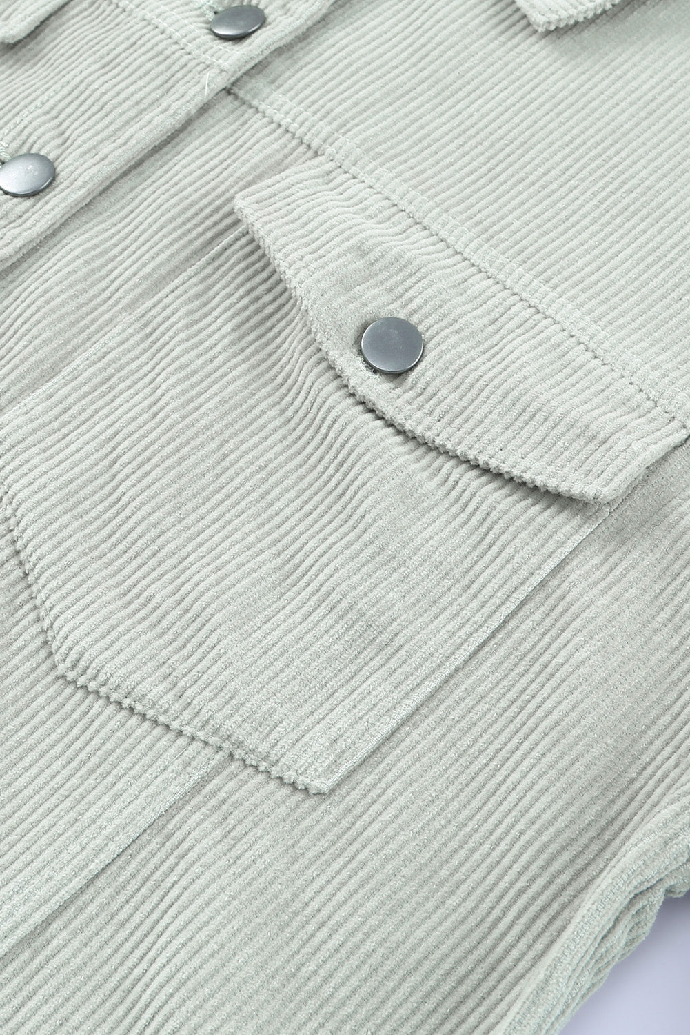 Sky Blue Raw Hem Flap Pockets Cropped Corduroy Jacket Jackets JT's Designer Fashion