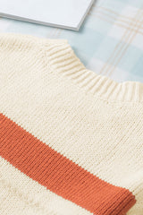 Crew Neck Drop-shoulder Striped Color Block Sweater Sweaters & Cardigans JT's Designer Fashion