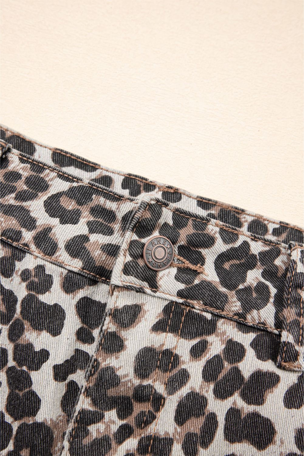 Khaki Leopard Denim Mini Skirt Skirts & Petticoat JT's Designer Fashion