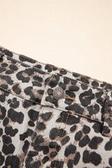 Khaki Leopard Denim Mini Skirt Skirts & Petticoat JT's Designer Fashion