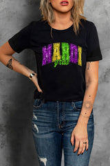 Black Mardi Gras Heat Transfer Graphic Holiday Tee Graphic Tees JT's Designer Fashion