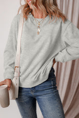 Gray Solid Fleece Lined Drop Shoulder Terry Sweatshirt Sweatshirts & Hoodies JT's Designer Fashion