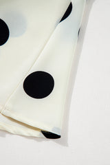 Beige Polka Dot Printed Surplice V Neck Puff Sleeve Mini Dress Mini Dresses JT's Designer Fashion