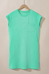 Mint Green Textured Cap Sleeve T Shirt Dress T Shirt Dresses JT's Designer Fashion