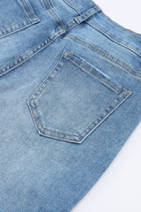 Sky Blue High Waist Buttoned Distressed Flared Jeans Jeans JT's Designer Fashion