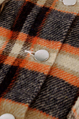 Orange Geometric Plaid Print Pocketed Shacket Plaid Shackets JT's Designer Fashion