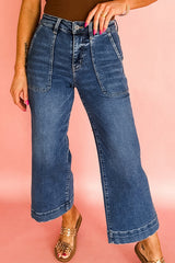 Ashleigh Blue Cropped High Rise Wide Leg Jeans Ashleigh Blue 72%Cotton+26%Polyester+2%Elastane Jeans JT's Designer Fashion