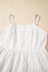 Beige Stripe Spaghetti Strap Pocketed High Waist Long Dress Maxi Dresses JT's Designer Fashion