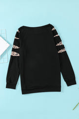 Leopard Insert Black Sweatshirt Sweatshirts & Hoodies JT's Designer Fashion