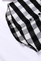 Black Plaid Textured Flap Pocket Shacket Plaid Shackets JT's Designer Fashion