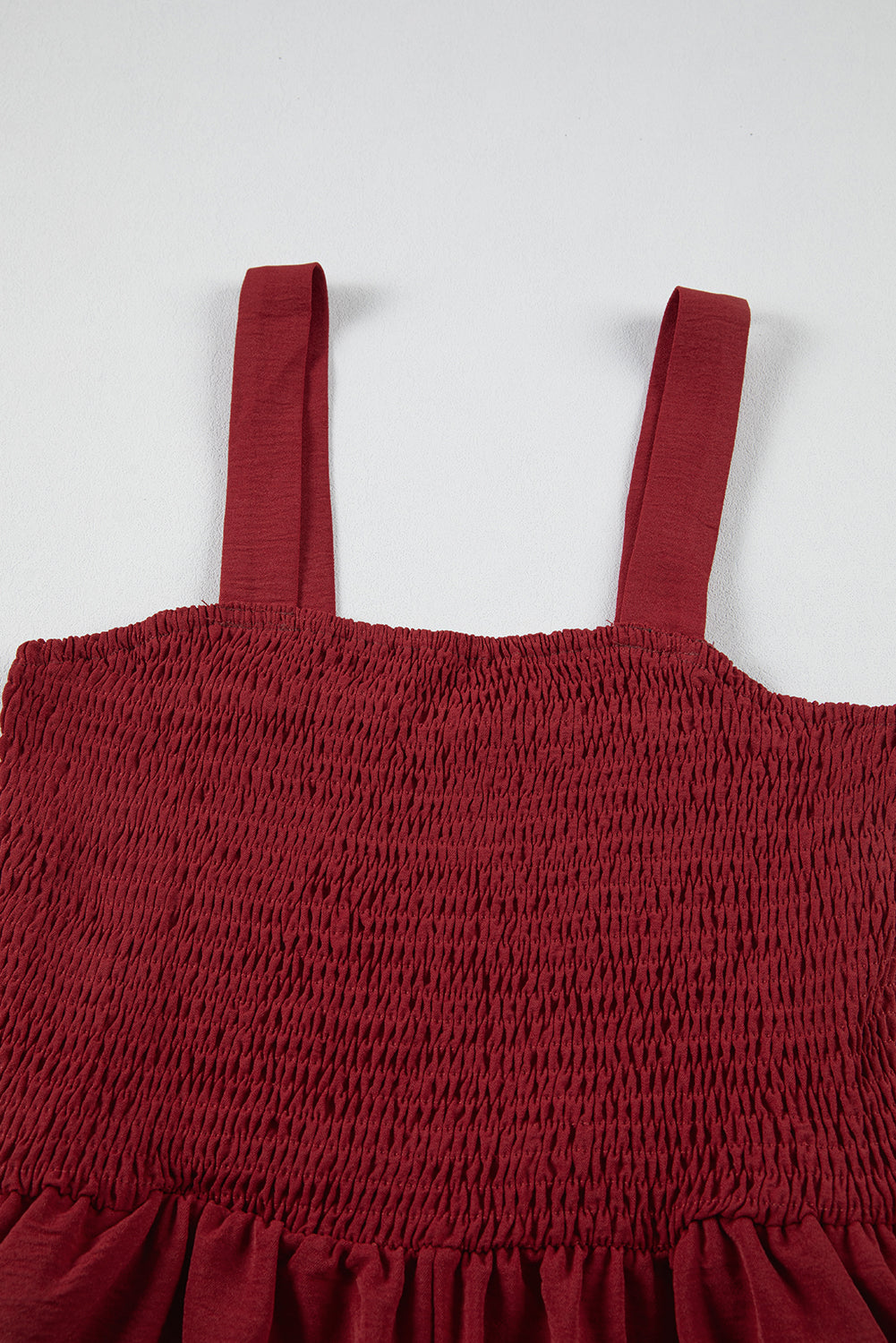 Burgundy Casual Pocketed Smocked Sleeveless Romper Jumpsuits & Rompers JT's Designer Fashion