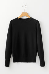 Black Solid Color Slim Fit Lightweight Crew Neck Sweater Sweaters JT's Designer Fashion
