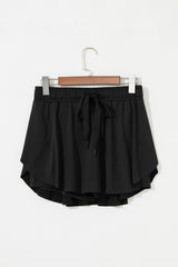 Black Drawstring High Waist Lined Tennis Skorts Skirts & Petticoat JT's Designer Fashion