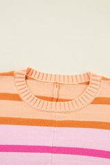 Multicolour Gradient Ribbed Edge Loose Sweater Sweaters JT's Designer Fashion