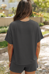 Carbon Grey Twisted Rib Texture Guitar Music Note Patched 2pcs Short Set Graphic Sets JT's Designer Fashion