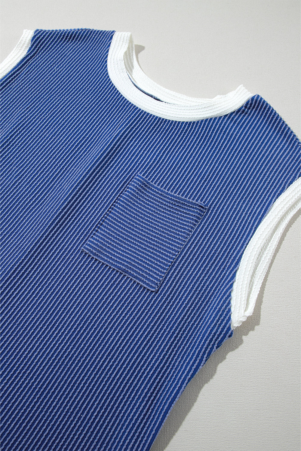 Sail Blue Rib Textured Cap Sleeve T-Shirt Dress T Shirt Dresses JT's Designer Fashion