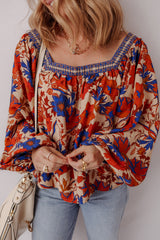 Multicolour Floral Print Square Neck Backless Loose Fit Blouse Blouses & Shirts JT's Designer Fashion