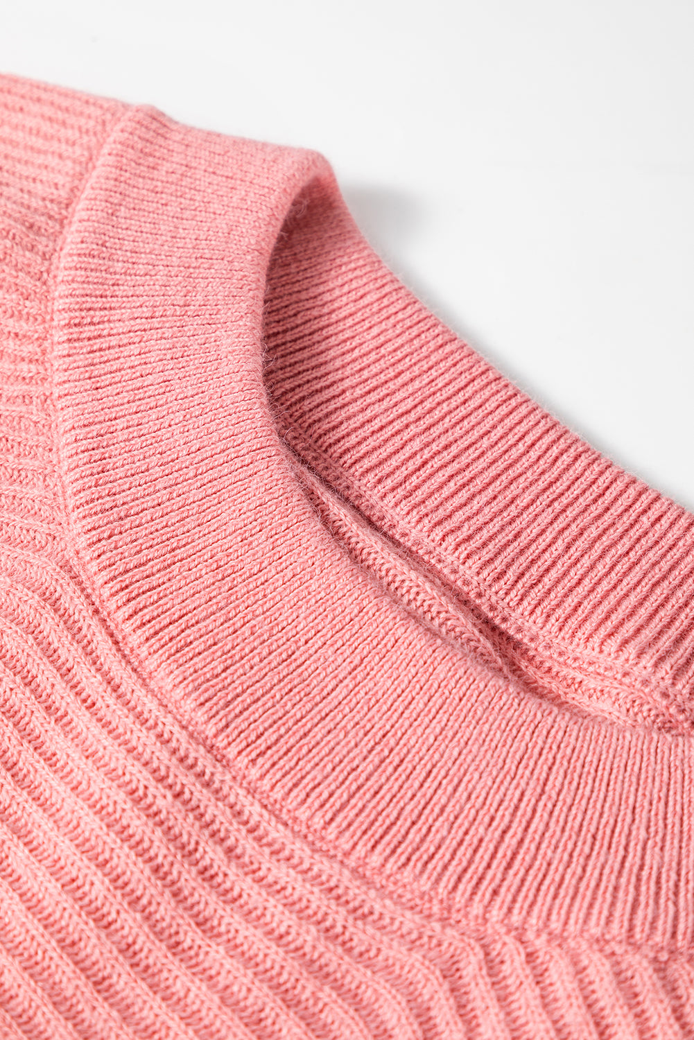 Light Pink Ribbed Knit Half Sleeve Plus Size Poncho Style Sweater Plus Size Sweaters & Cardigans JT's Designer Fashion