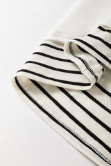 White Stripe Colorblock Sleeve Exposed Seam Fake-2-Piece Sweatshirt Sweatshirts & Hoodies JT's Designer Fashion