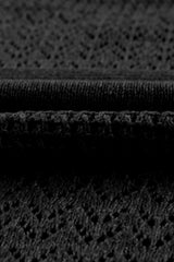 Black Eyelet Pattern Detail V Neck Drop Shoulder Sweater Sweaters JT's Designer Fashion