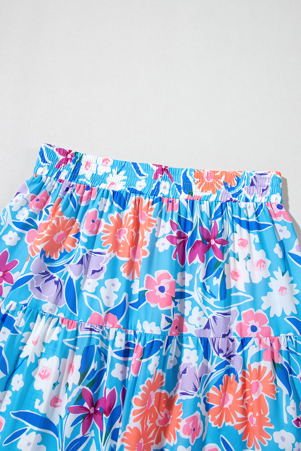 Sky Blue Floral Printed High Waist Split Wrap Long Skirt Skirts & Petticoat JT's Designer Fashion