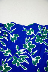 Blue V Neck Floral Print Double Ruffled Short Sleeve Blouse Blouses & Shirts JT's Designer Fashion