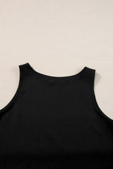 Black Ricrac Trim Tank Top Elastic Waist Shorts Set Short Sets JT's Designer Fashion