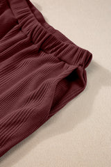 Red Dahlia Solid Color Ribbed Ruffle Tank Top and Pants Set Pant Sets JT's Designer Fashion