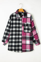 Black Plaid Colorblock Loose Shacket Plaid Shackets JT's Designer Fashion
