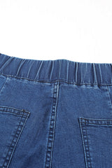 Sky Blue Distressed Bell Bottom Denim Pants Jeans JT's Designer Fashion