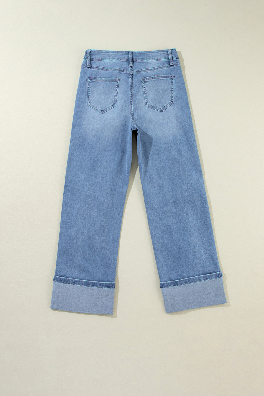 Dusk Blue High Rise Asymmetric Button Zip Fly Ripped Jeans Jeans JT's Designer Fashion