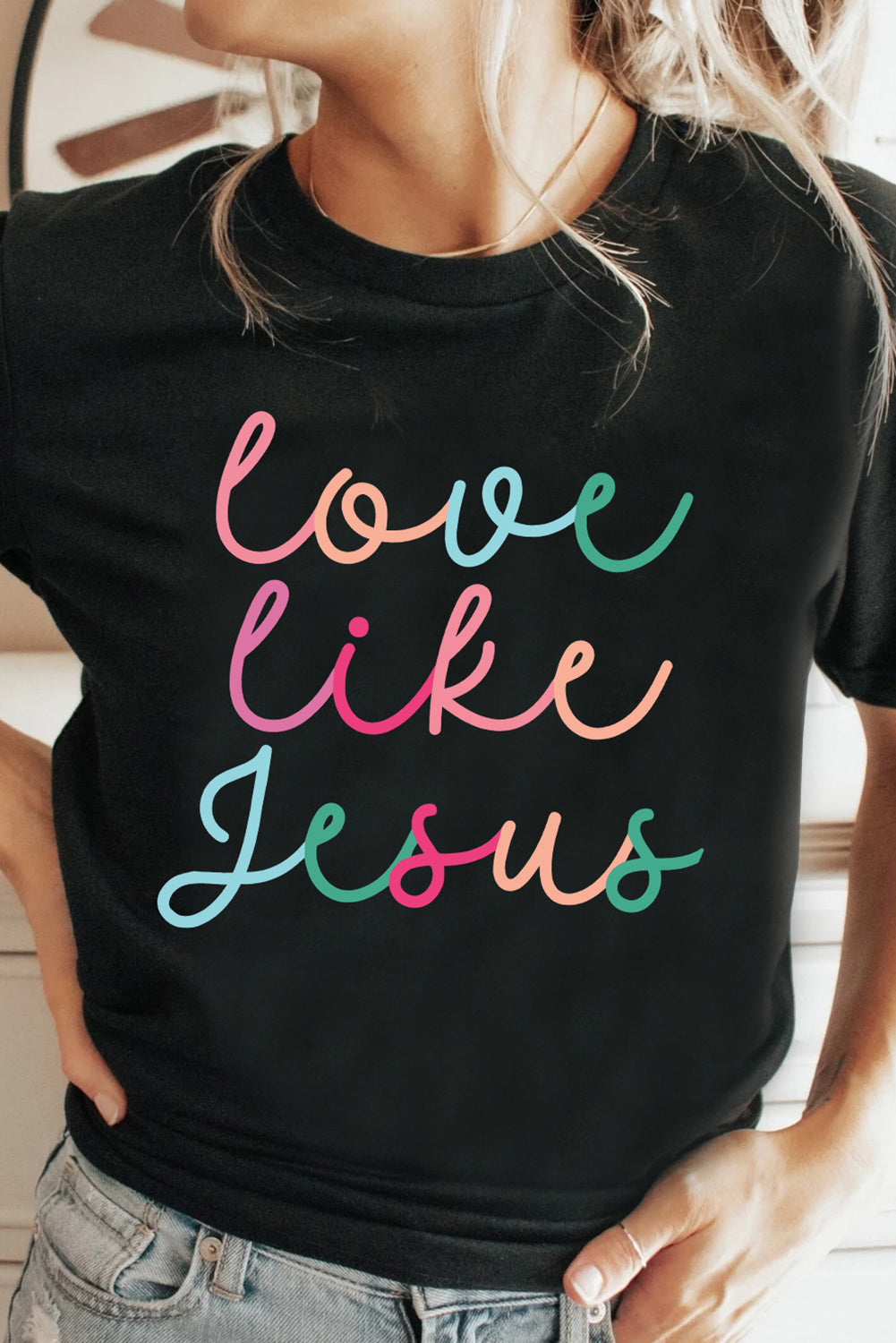Black Love Like Jesus Crew Neck Graphic Tee Graphic Tees JT's Designer Fashion