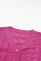Rose Lightweight Buttoned Front Crochet Cardigan Cardigans JT's Designer Fashion