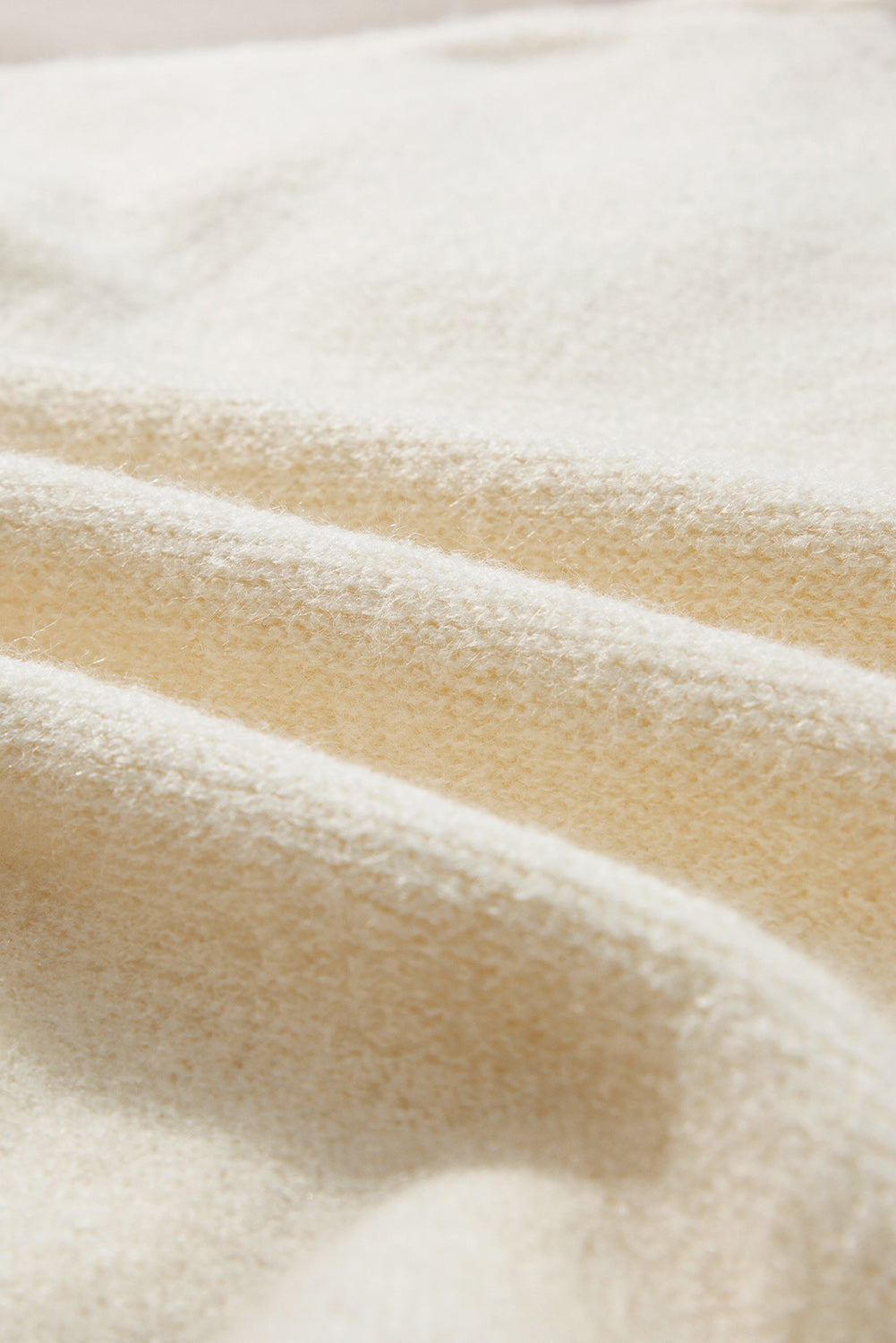 Beige Knitted Flower Pattern Ribbed Edge Sweater Sweaters JT's Designer Fashion