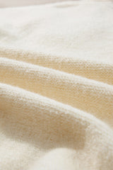 Beige Knitted Flower Pattern Ribbed Edge Sweater Sweaters JT's Designer Fashion
