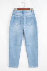 Beau Blue High Rise Barrel Relaxed Patch Pocket Jeans Jeans JT's Designer Fashion