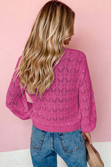 Rose Lightweight Buttoned Front Crochet Cardigan Cardigans JT's Designer Fashion