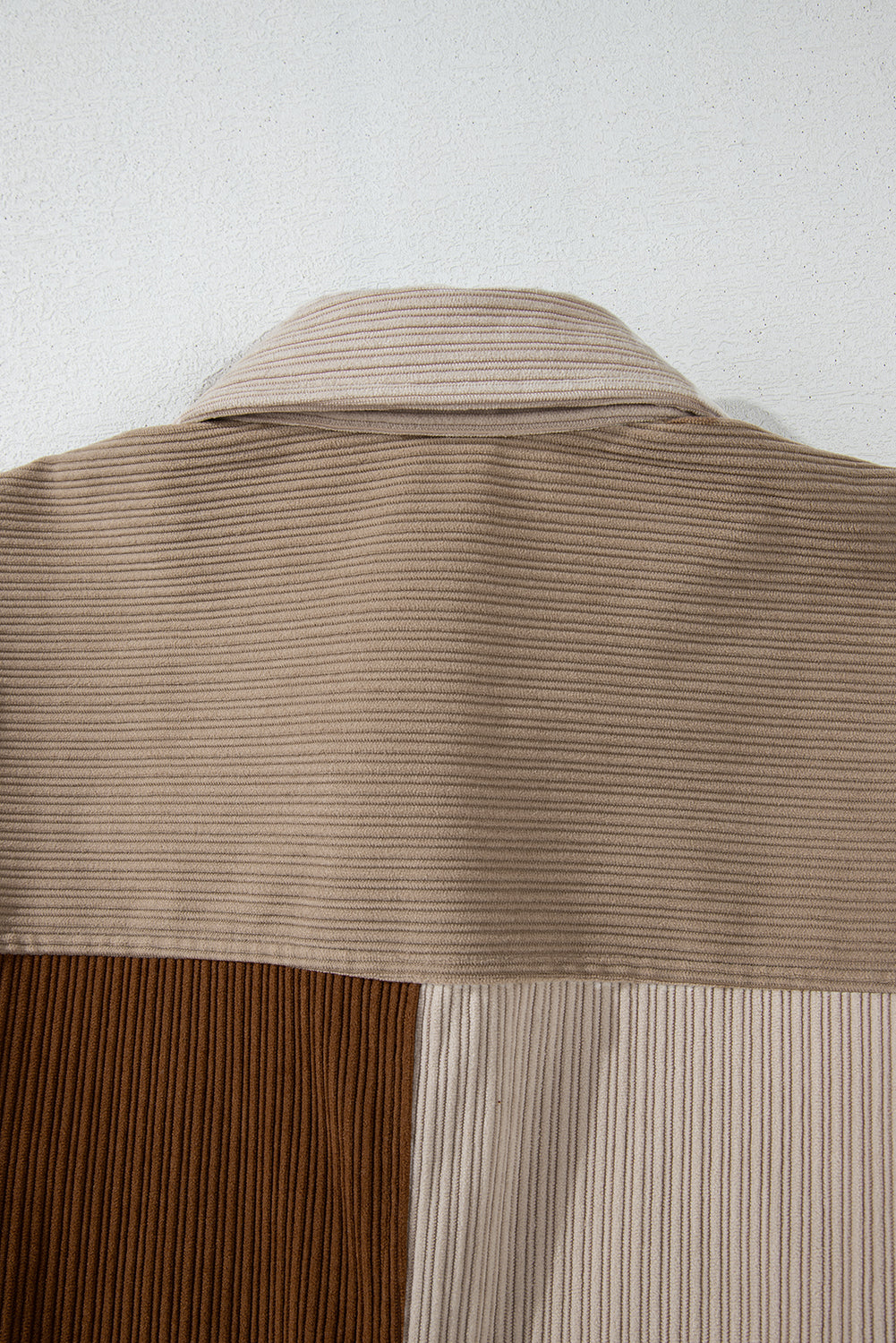 Brown Color Block Chest Pockets Buttoned Corduroy Shacket Jackets JT's Designer Fashion