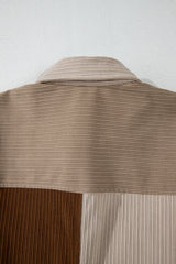 Brown Color Block Chest Pockets Buttoned Corduroy Shacket Jackets JT's Designer Fashion