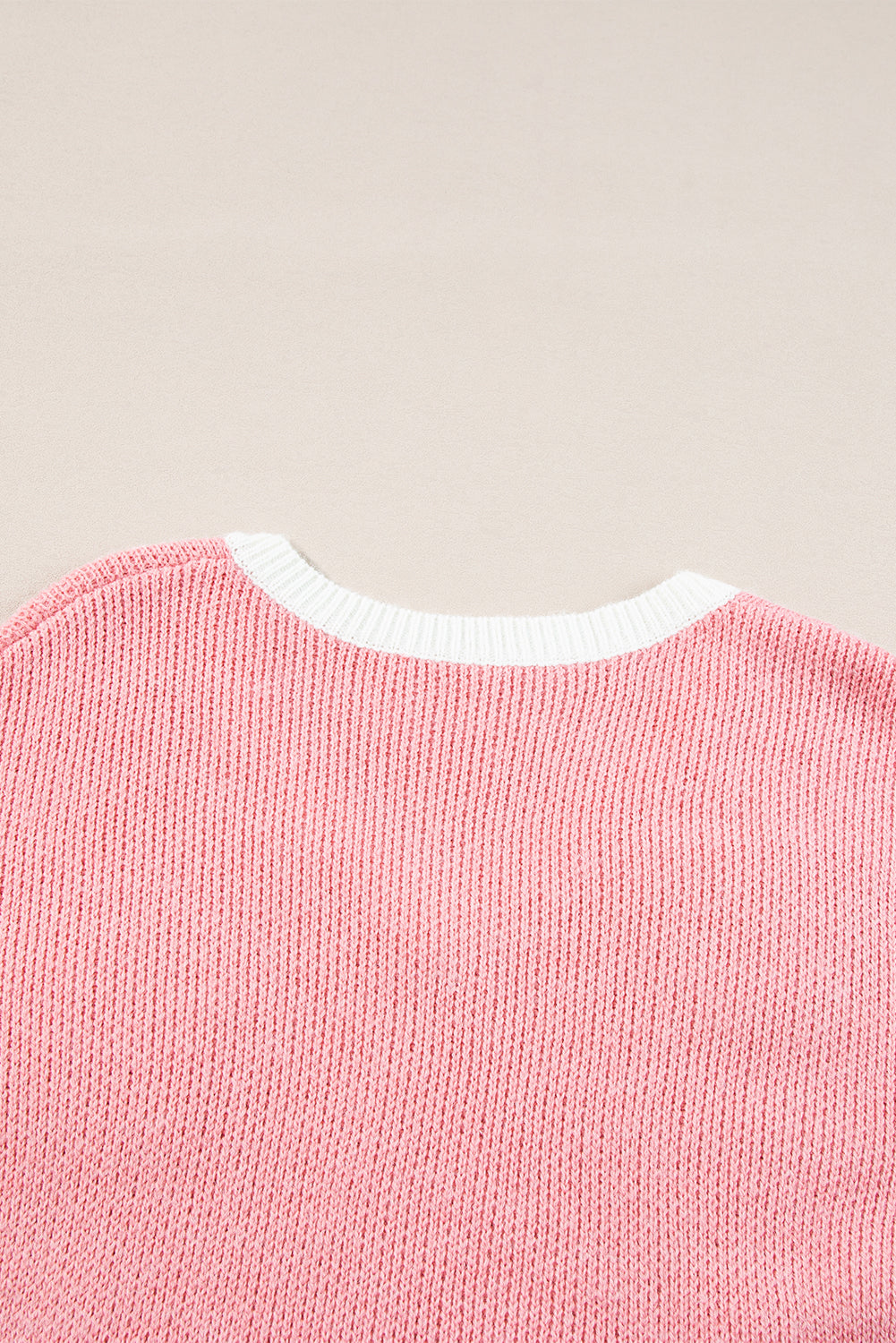 Pink Flower V Neck Dropped Shoulder Sweater Sweaters JT's Designer Fashion