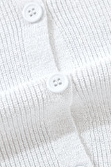 White Lightweight Ribbed Knit Button Front V Neck Cardigan Cardigans JT's Designer Fashion