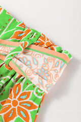 Green Floral Print Pocketed Front Knot High Waist Casual Shorts Casual Shorts JT's Designer Fashion