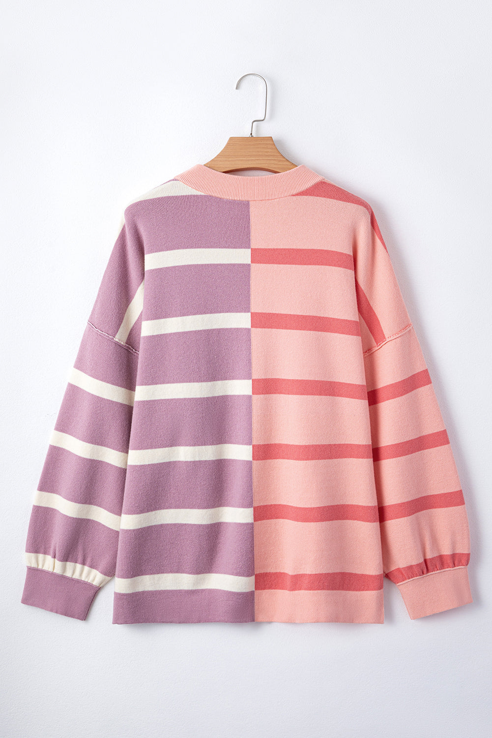 Pink Stripe Colorblock Oversized Sweater Sweaters JT's Designer Fashion