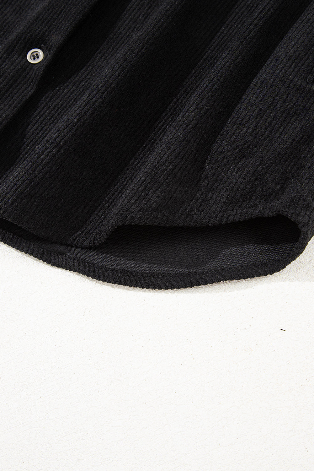 Black Corduroy Shirt Style Full Button Long Sleeve Shift Mini Dress Mini Dresses JT's Designer Fashion