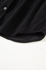 Black Corduroy Shirt Style Full Button Long Sleeve Shift Mini Dress Mini Dresses JT's Designer Fashion
